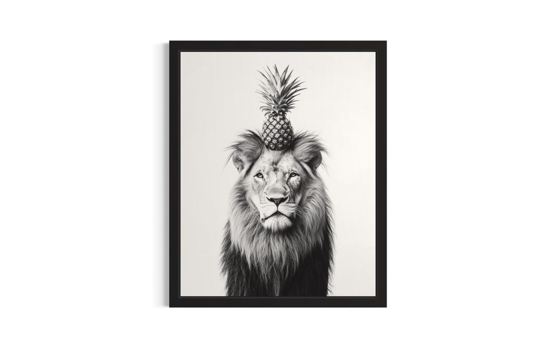 Lion Kitchen Animals Poster Art Print Wall Original Painting Artwork Decor
