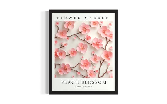 Peach Blossom Flower 3d Poster Art Print Living Room Wall Original Painting Artwork Decor