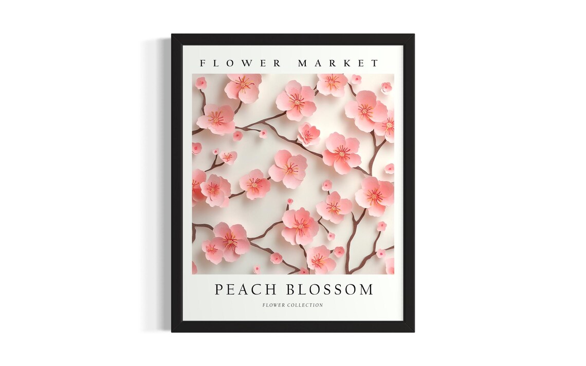Flower Market Peach Blossom Bloom Art 3D Paper Flower Collection Poster