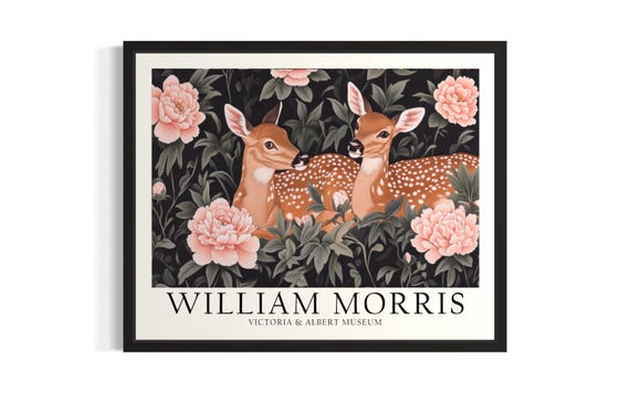 Deer William Morris Animals Poster Art Print Living Room Wall Original Painting Artwork Decor