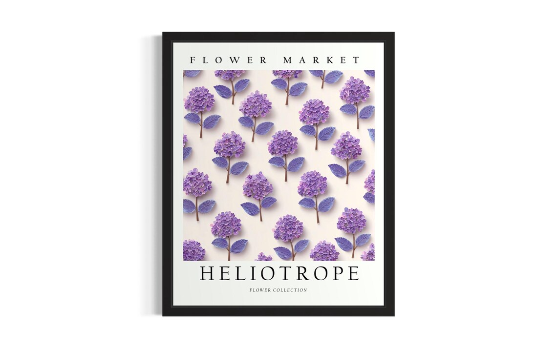 Flower Market Heliotrope Bloom Art 3D Paper Flower Collection Poster