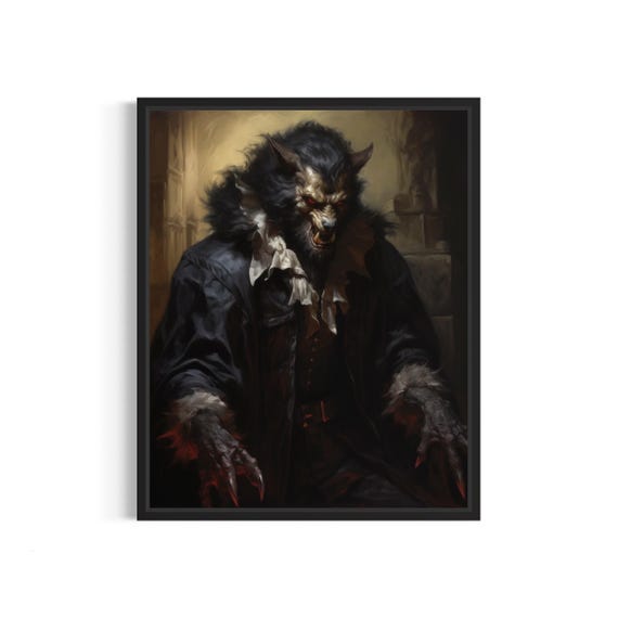 Werewolf Art Print Vintage Gothic Wall Painting Decor Photo