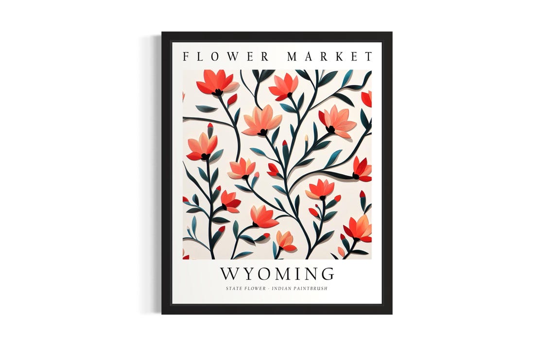 Alabama State Flower Camellia Wall Decor Flower Market Poster