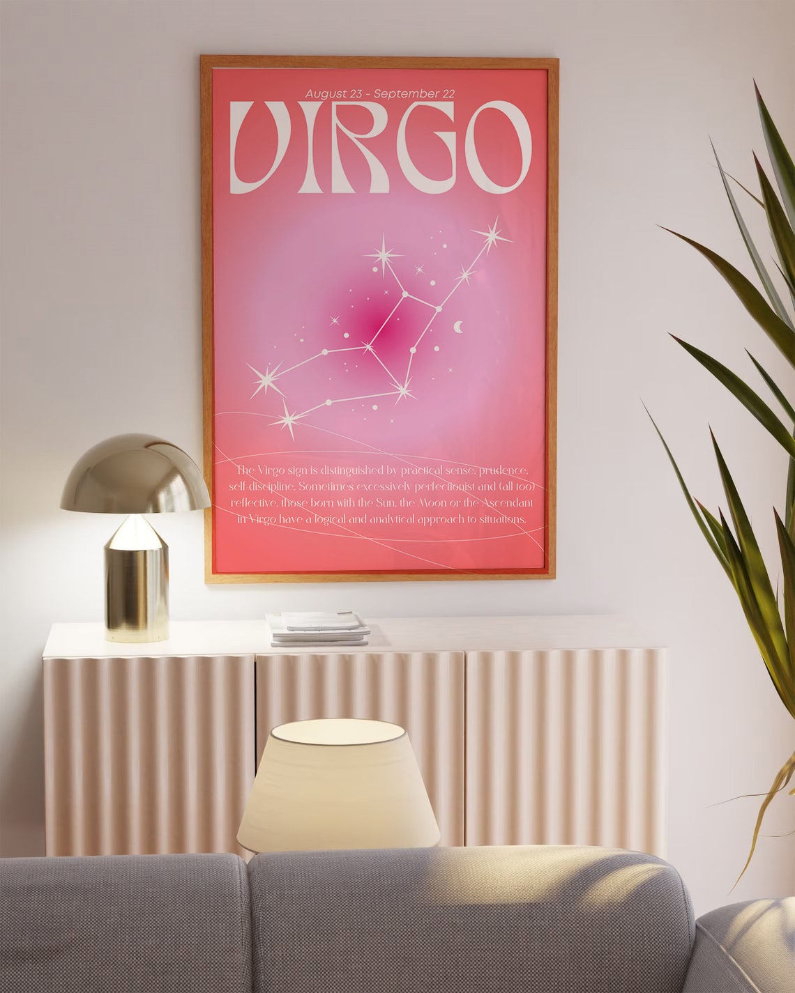 Virgo Zodiac Constellation Pink Aura Gradient Star Sign Poster - Image 2