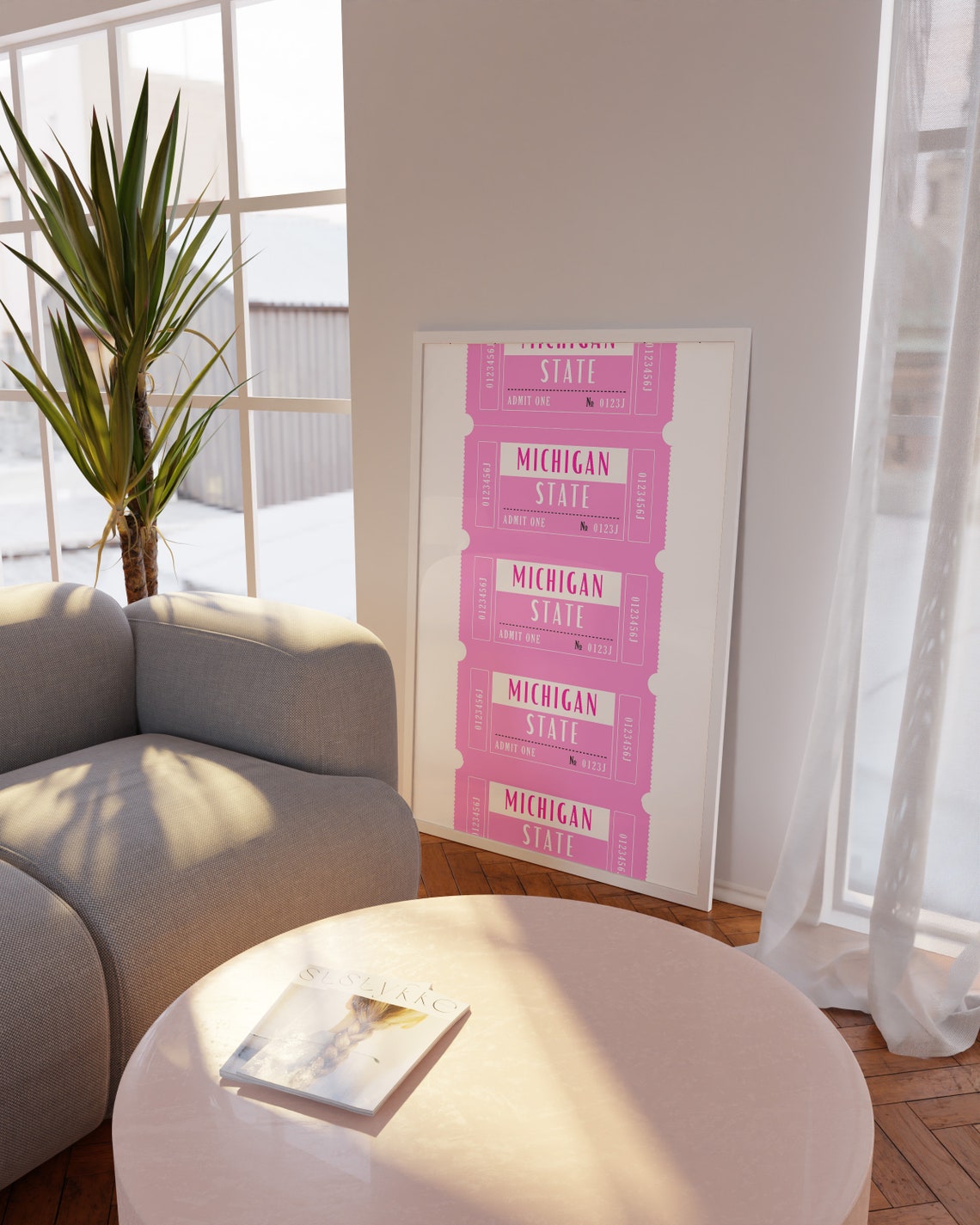 Michigan State Pink Ticket Stub Collegiate Game Room Wall Decor Poster - Image 2