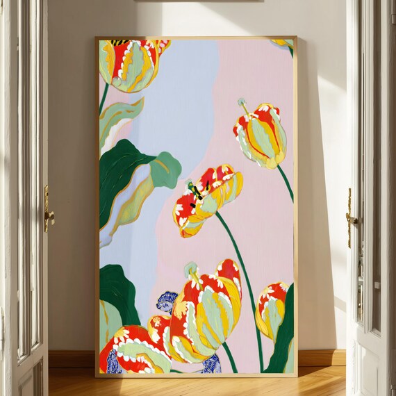Modern Floral Painting Colorful Botanical Wall Art Contemporary Flower Poster Digital Download