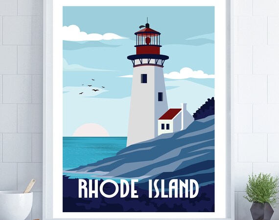 Rhode Island Rhode Island Poster Travel Wall Art Wall Art Coastal Decor Coastal Wall Art Lighthouse Wall Art Usa Poster Dorm Decor