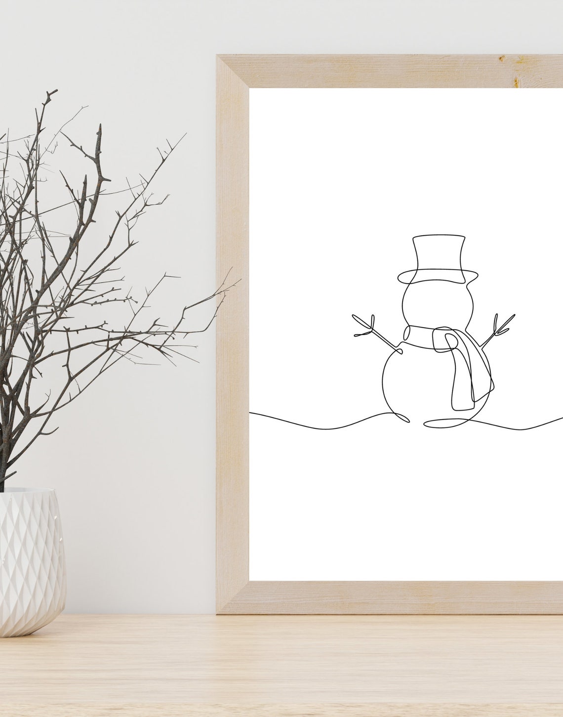 Minimalist Single Line Snowman Top Hat Christmas Line Art Poster - Image 4