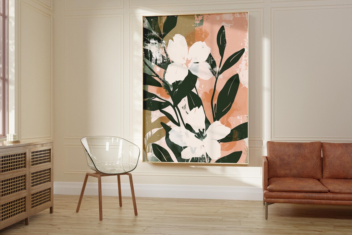 Abstract Botanical Flower Poster, Minimalist Scandinavian Art - Image 2