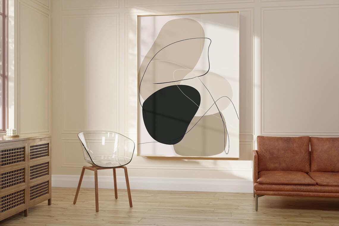 Artful Drawing, Minimalist Organic Shape Composition - Image 2