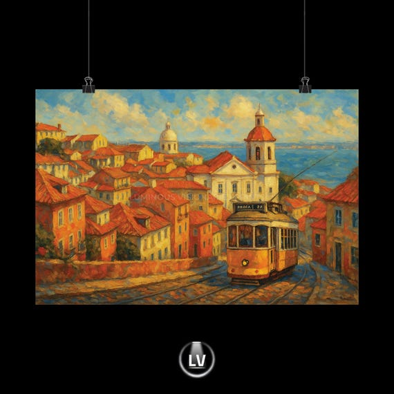 Charming Cityscape Poster Vintage Tram Artwork Wall Decor Travelinspired Gift Home Ideal For Living Room Apacs 103