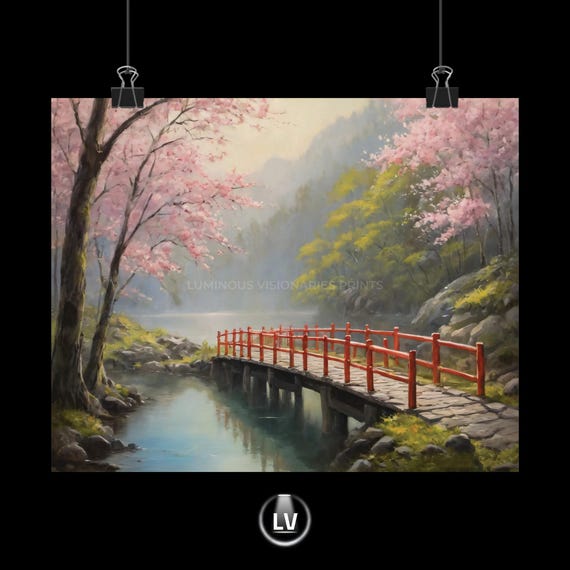 Natureinspired Matte Horizontal Posters Tranquil Bridge Scene Wall Art Decor Home Decoration Nature Lovers Apls 303