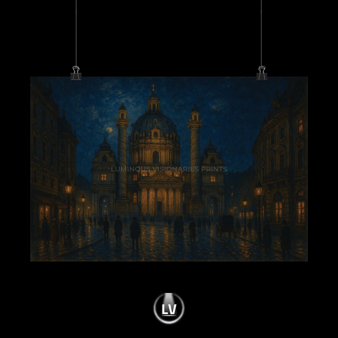 Nighttime Cityscape Poster, Elegant Home Decor