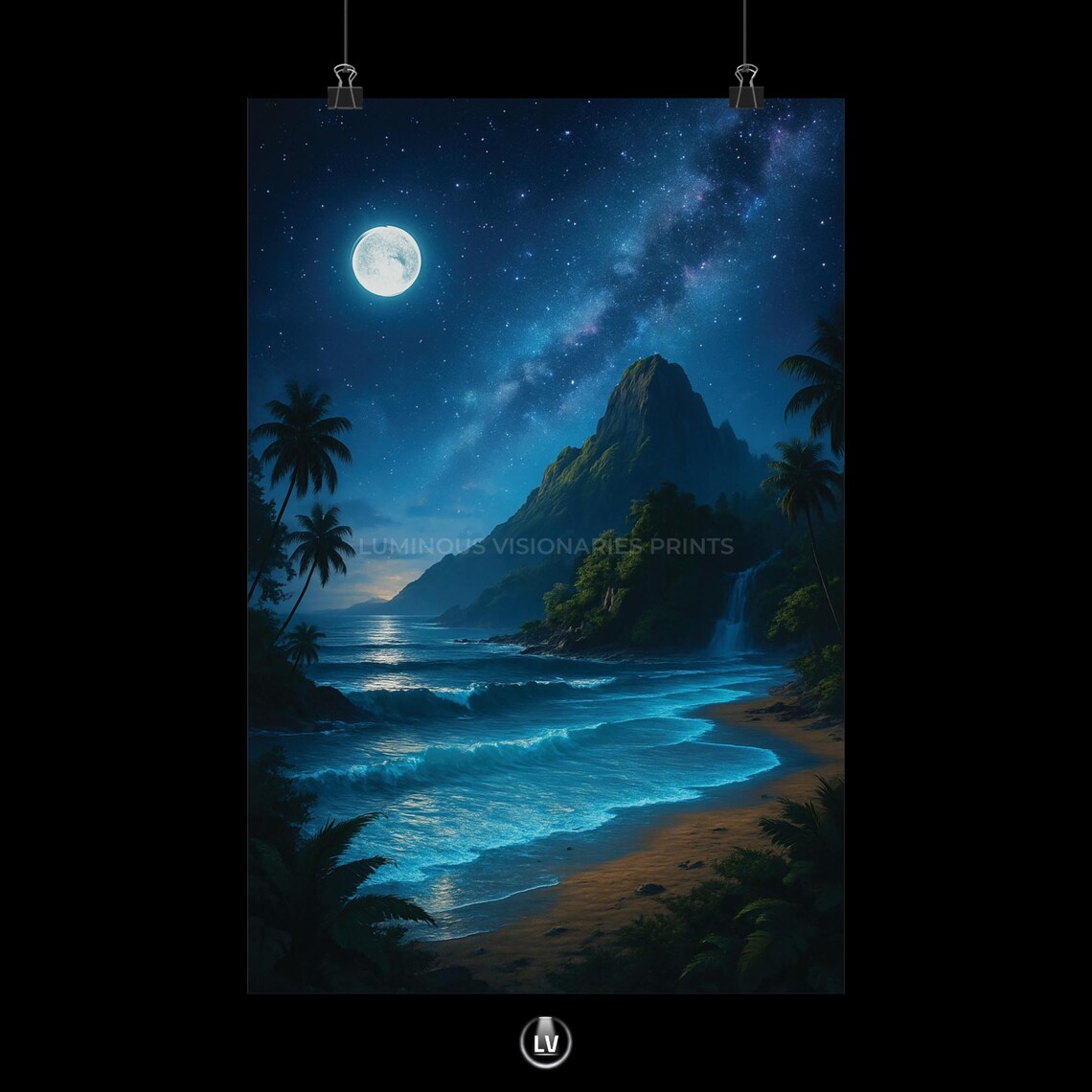 Dreamy Coastal Night, Ocean Landscape Poster