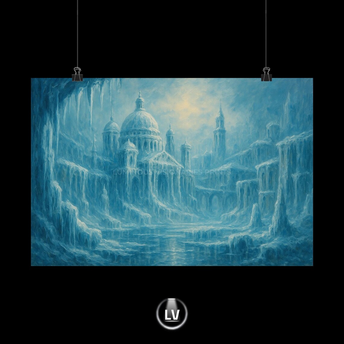 Serene Frozen Landscape Poster, Winter Nature Scene