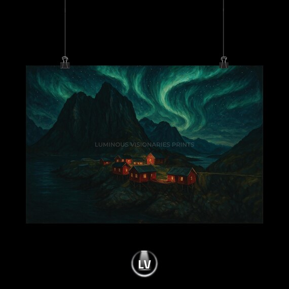 Lofoten Arctic Coast Serene Landscape Posters Nordic Wall Art Home Decor Gift For Nature Lovers Calming Artwork Night Sky Apls 80