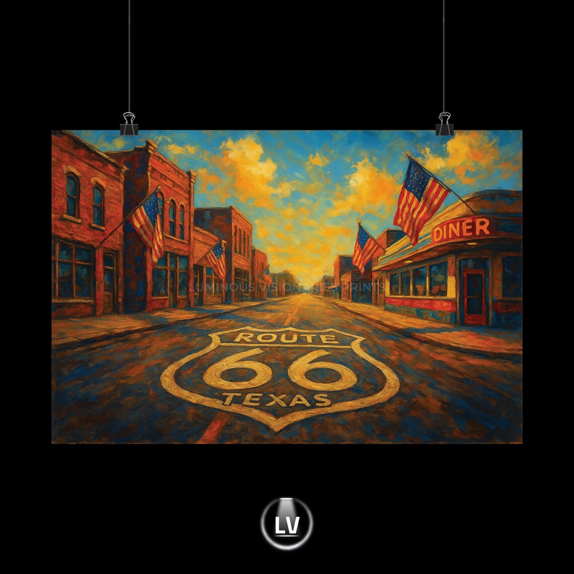 Retro Route 66 Vintage Highway Americana Travel Poster