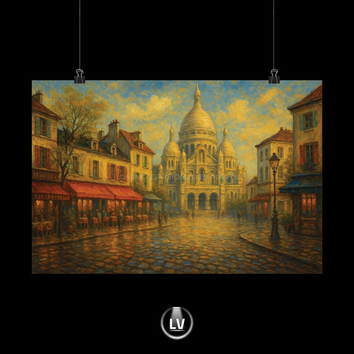 Sacre Coeur Montmartre Paris Street Scene Oil Painting Art Poster