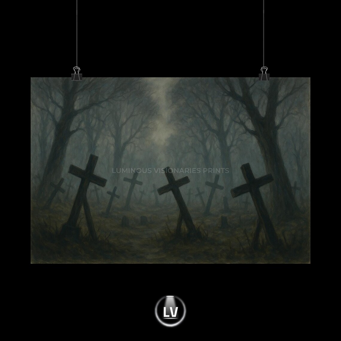 Eerie Graveyard Gothic Halloween Art Print