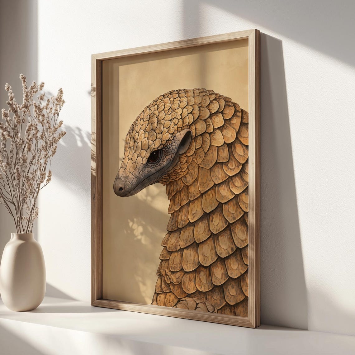 Golden Pangolin Portrait Detailed Scales Wildlife Art Poster - Image 2