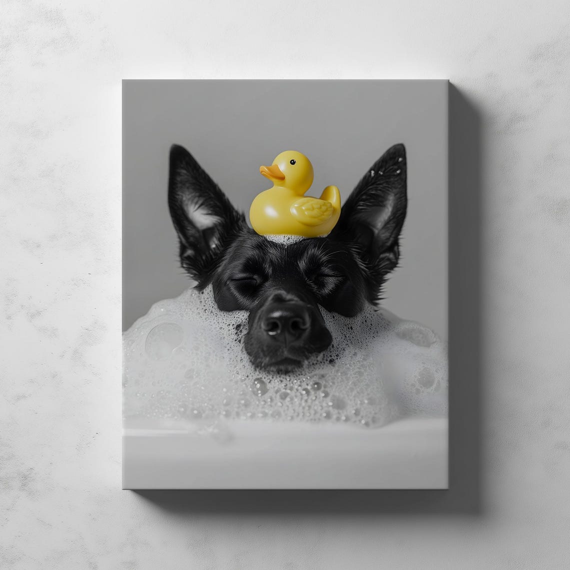 Bathing Belgian Malinois Doggo Poster Funny Dog Bathroom Print Cute Pet Wall Art - Image 2