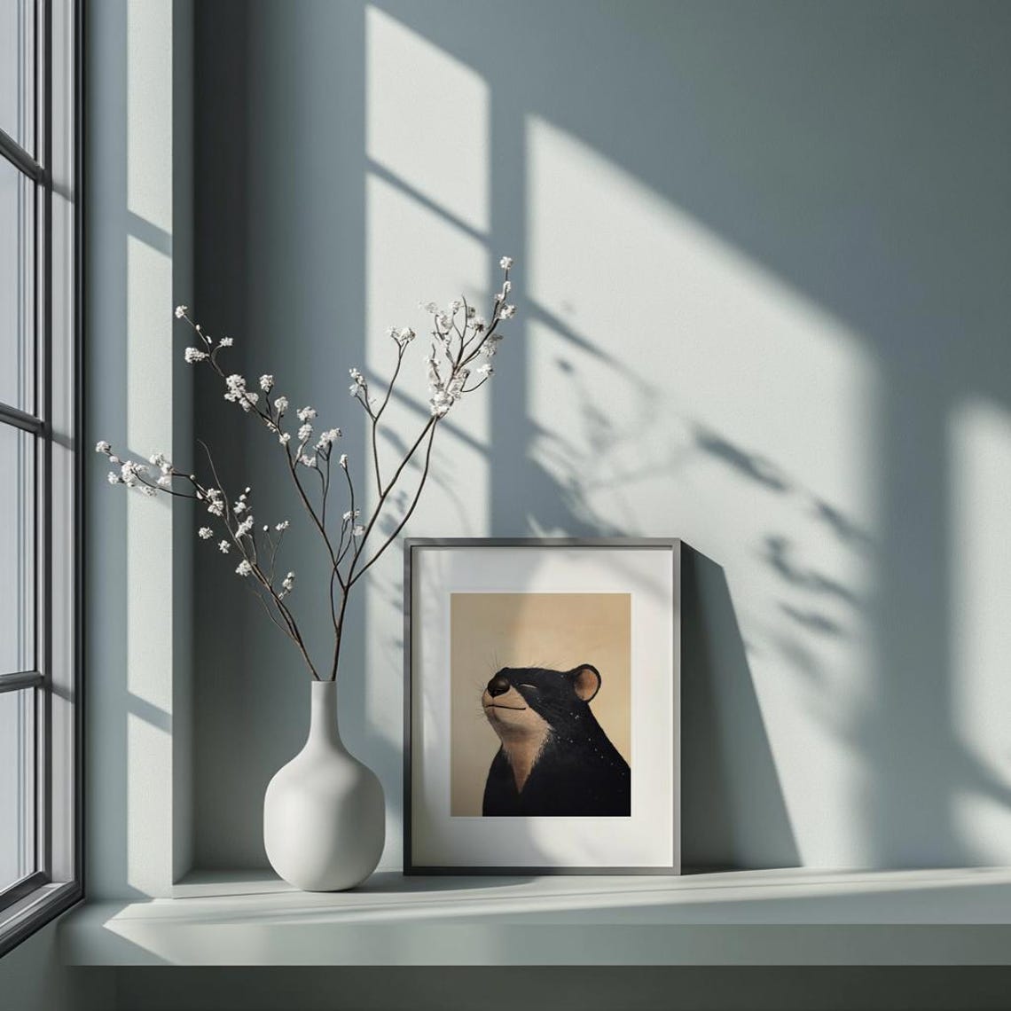 Serene Wombat Portrait Minimalist Japanese Style Wildlife Poster - Image 2