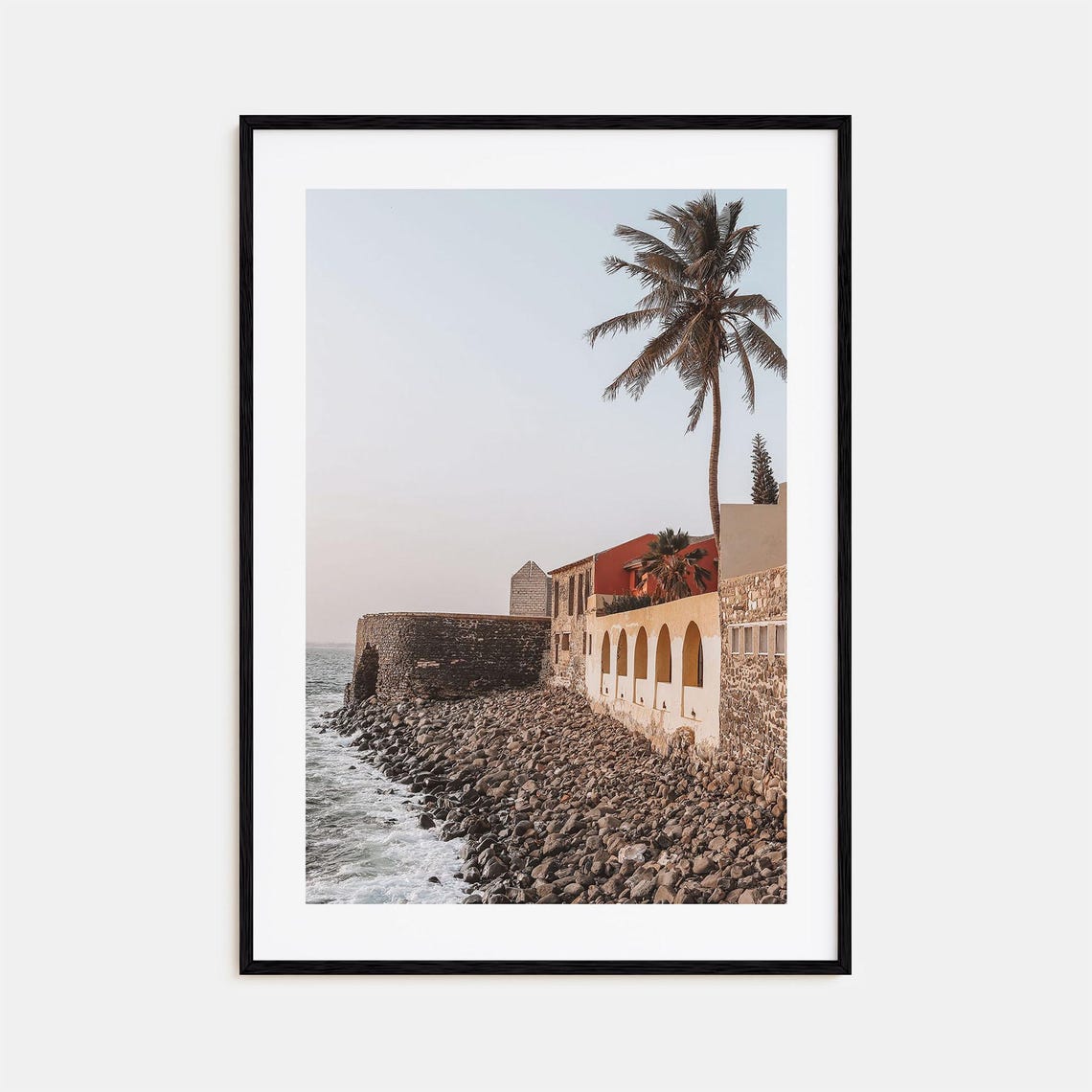 Senegal Coastal Fortress Stone Arches Palm Tree Photo Poster