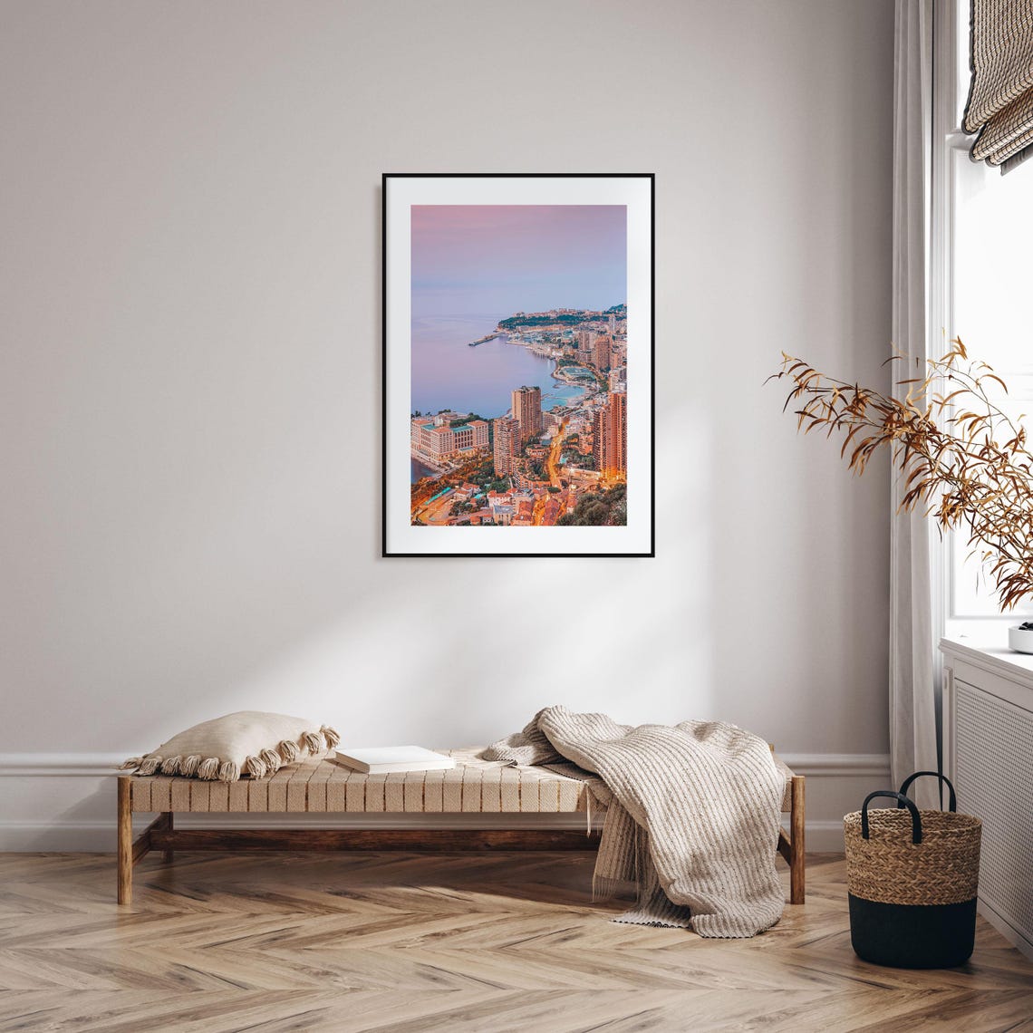 Monaco Monte Carlo Coastline Dusk Harbor Lights Riviera Poster - Image 2