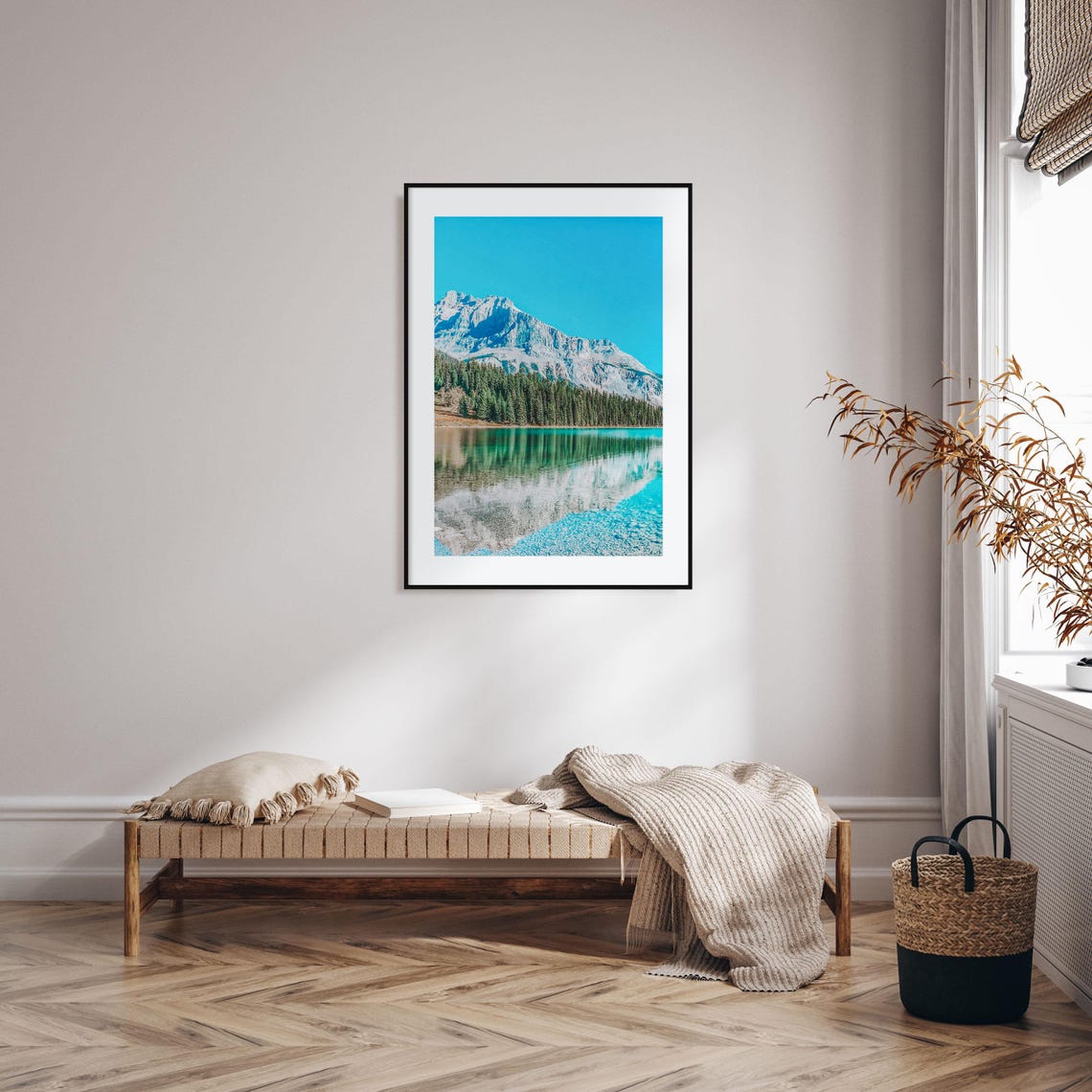 British Columbia Mountain Lake Reflection Colorful Photography Poster - Image 2