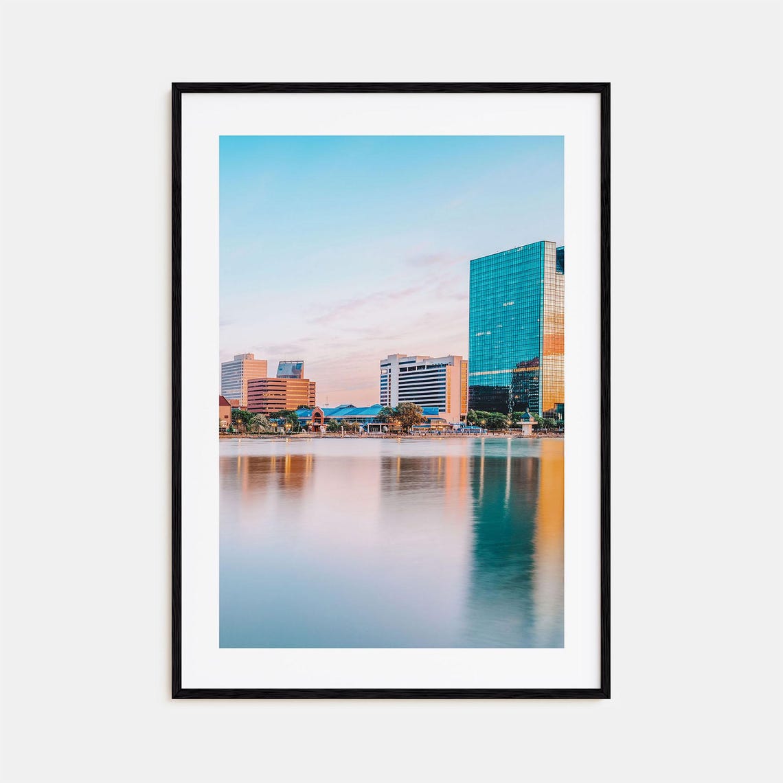 Toledo Ohio Riverfront Glass Tower Sunset Reflection Photo Poster