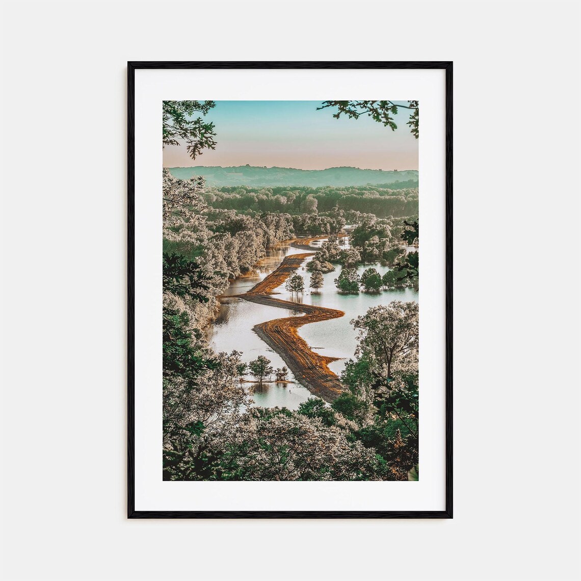 Missouri River Bluffs Winding Water Forest Hills Scenic Poster