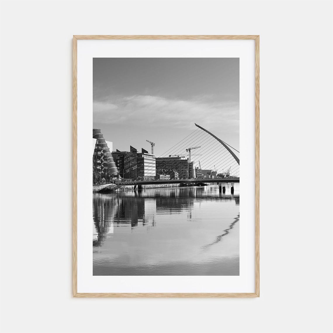Dublin No 1 Black And White Beckett Bridge River Liffey Poster