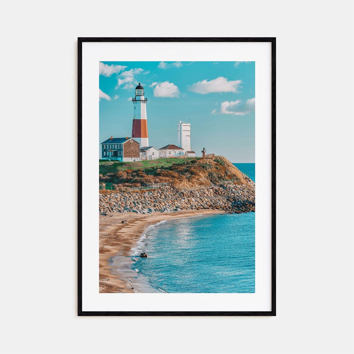 East Hampton New York Lighthouse Rocky Shoreline Beach Photo Poster