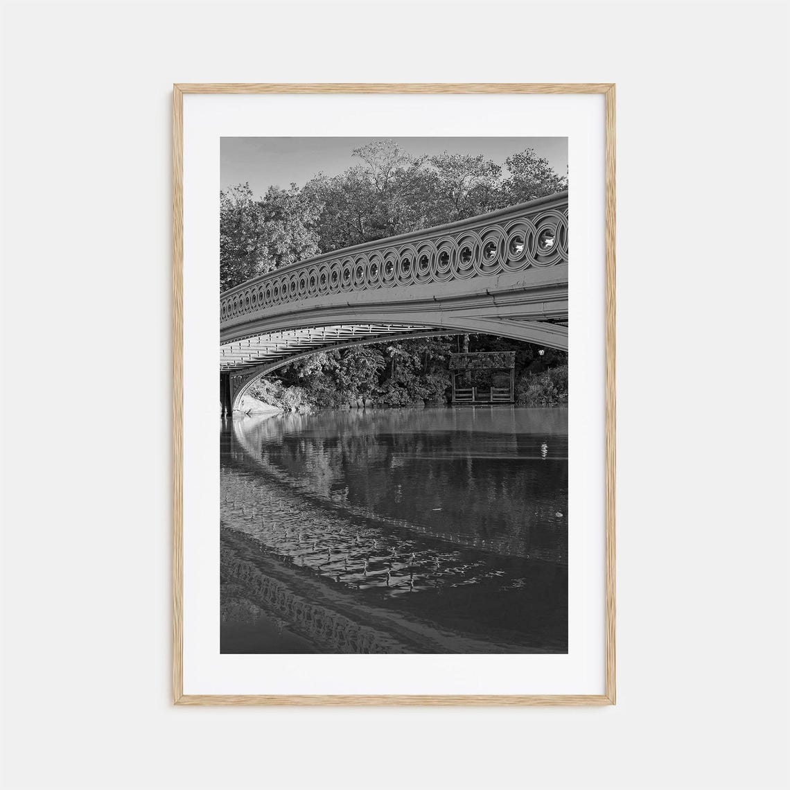 Upper West Side Bow Bridge Central Park Black And White Poster