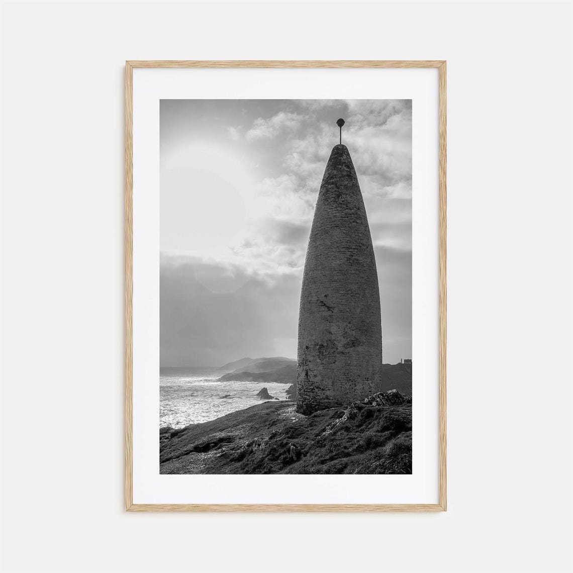 Baltimore Ireland Beacon Coastal Black and White Photo Poster