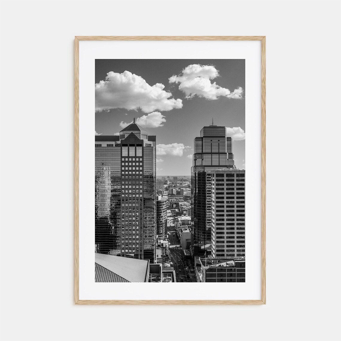 Kansas City Black And White Travel Poster, Map