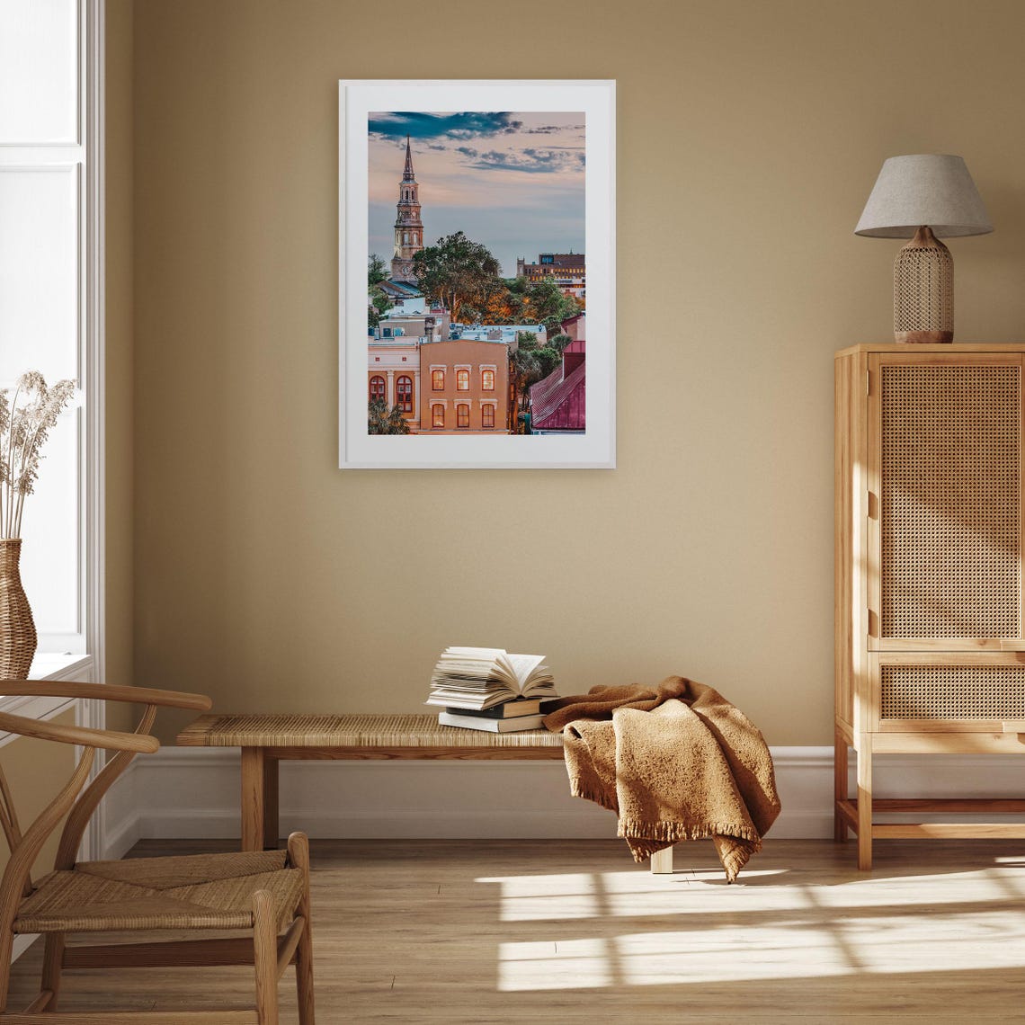 Historic Old Town Skyline Church Steeple Sunset Dusk City Print - Image 3