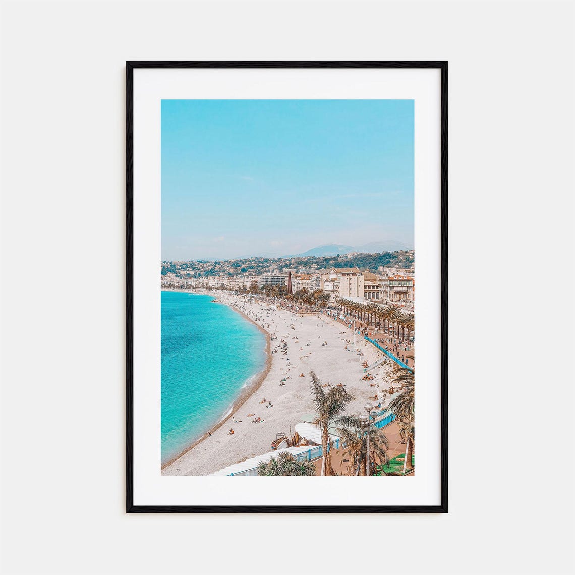 Nice France Promenade Beach Turquoise Sea Crowded Shore Aerial Poster