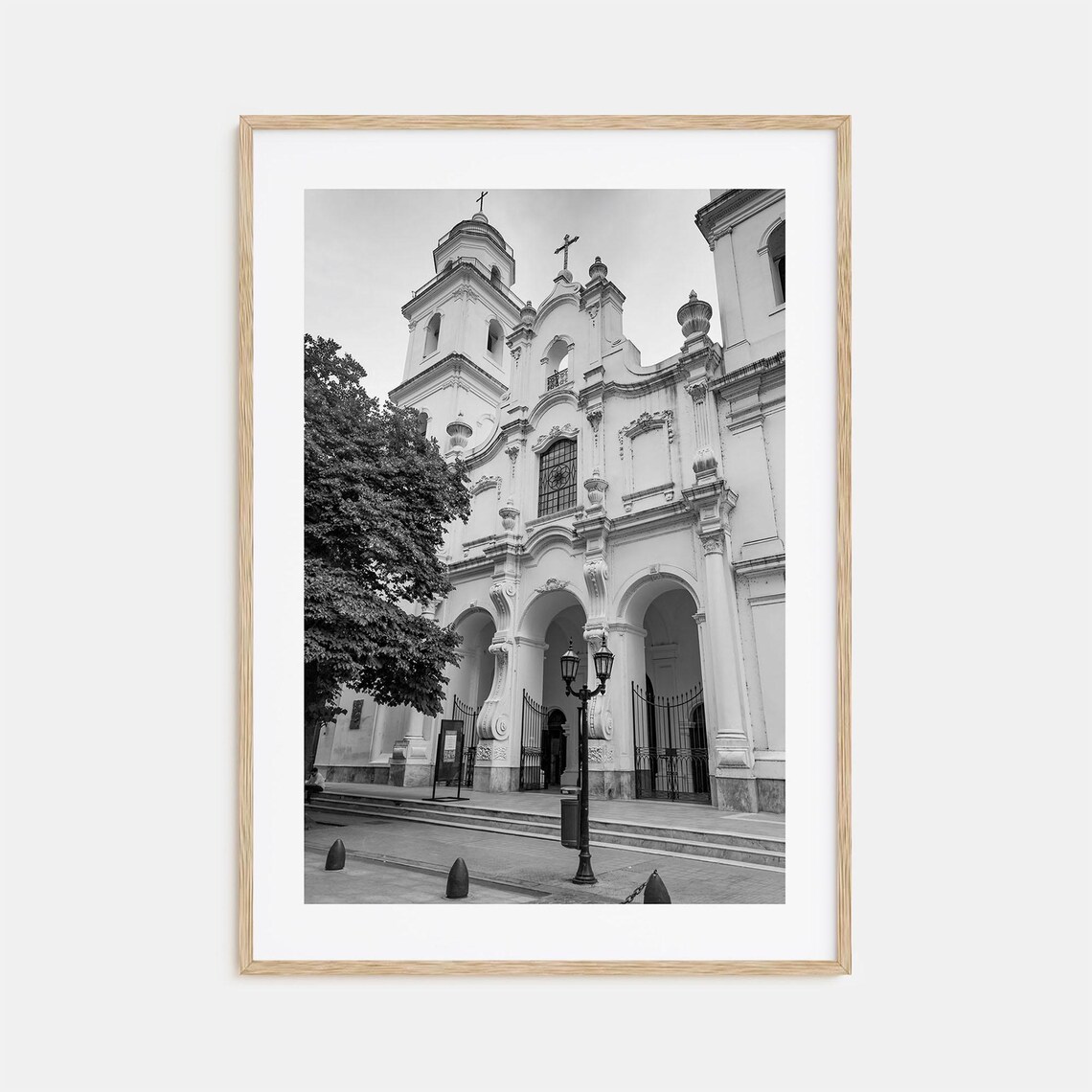 Historic Colonial Church Facade Bell Tower Old Town View Poster