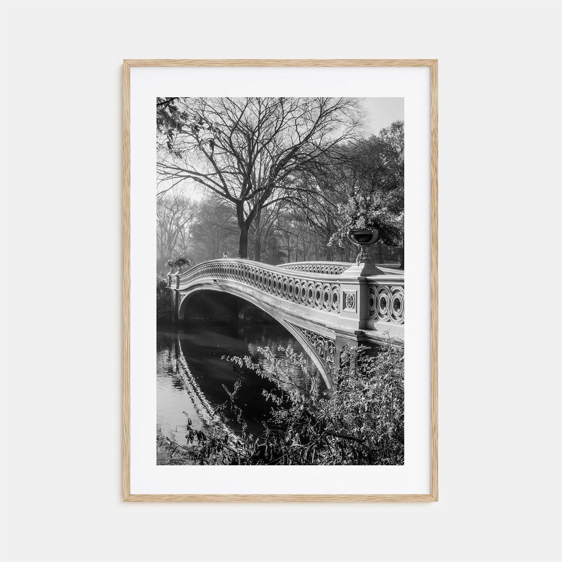 Central Park Bow Bridge Black And White New York City Poster