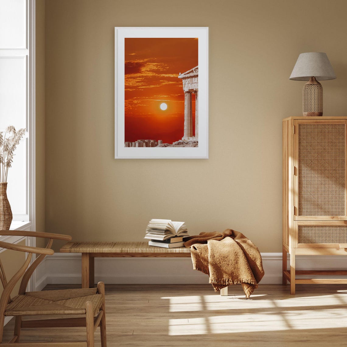 Athens Greece Parthenon Columns Against Fiery Sunset Photo Poster - Image 3