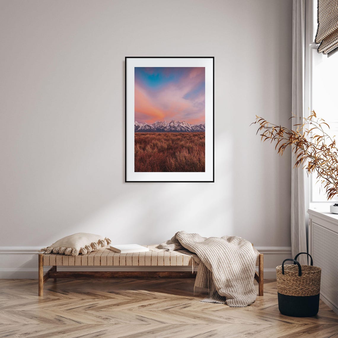 Grand Teton Range Over Sagebrush Plain at Sunset Scenic Print - Image 2