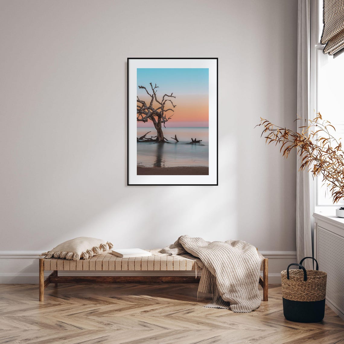 Jekyll Island Georgia Driftwood Beach Sunset Silhouette Poster - Image 2