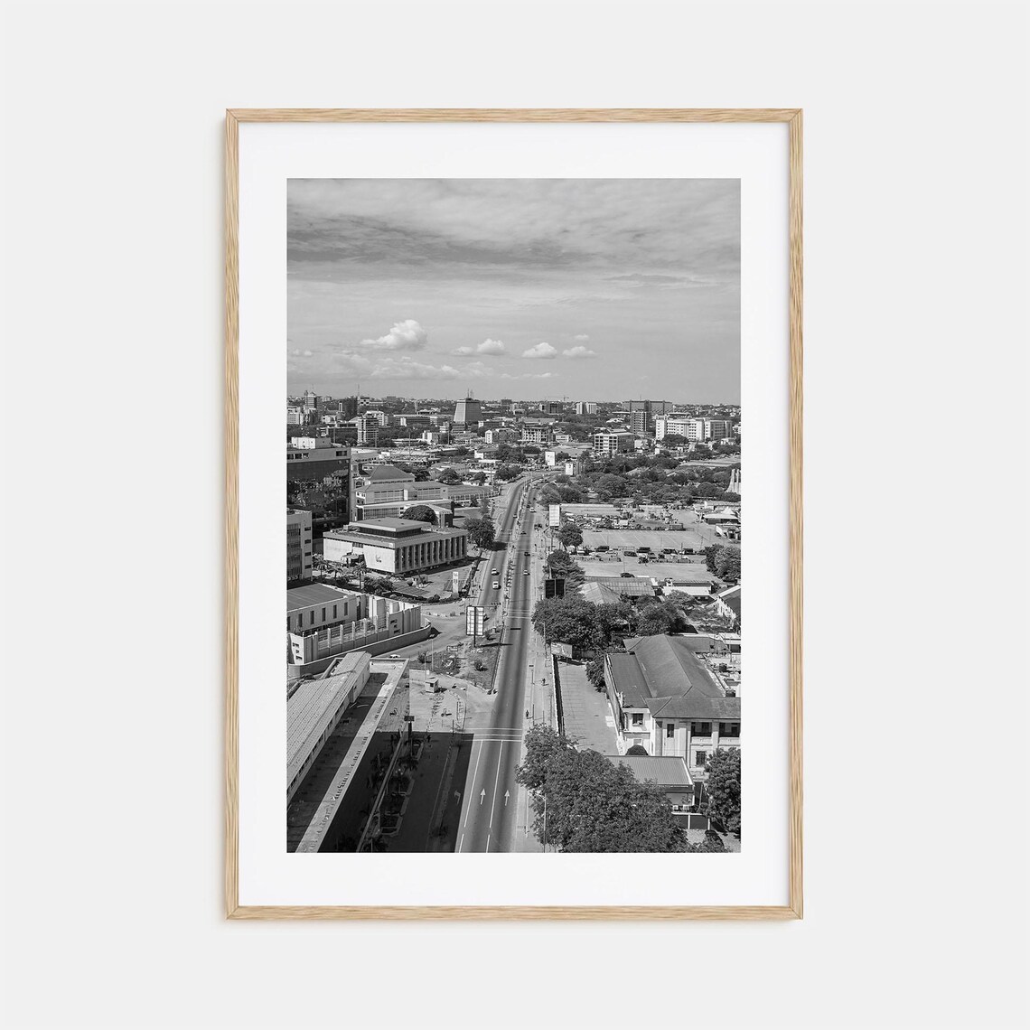 Accra City Aerial Avenue Skyline Day View Black And White Photo Poster