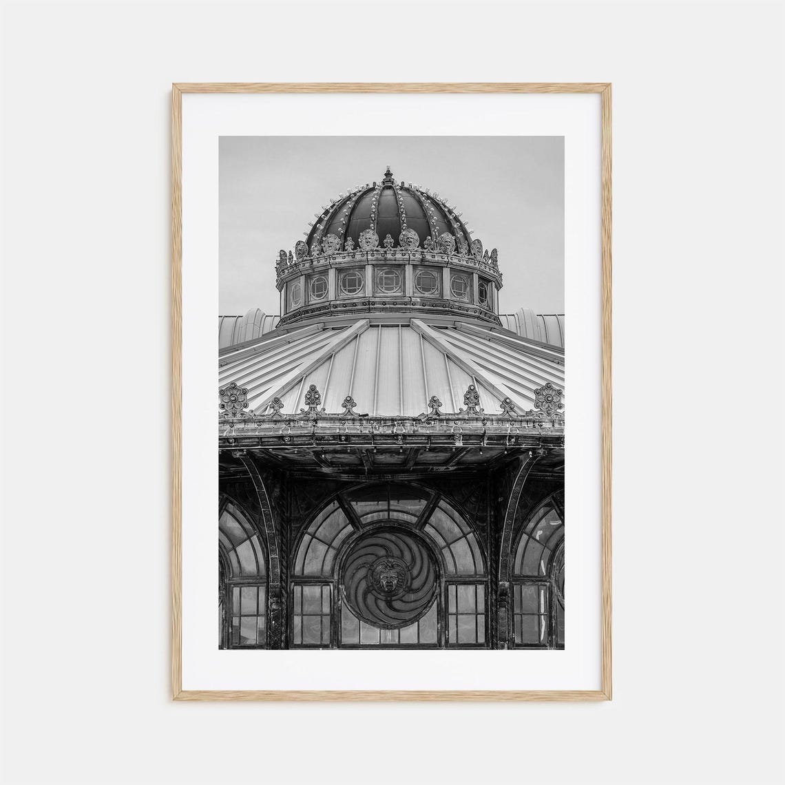 Ornate Victorian Bandstand Dome Black And White Photo Poster