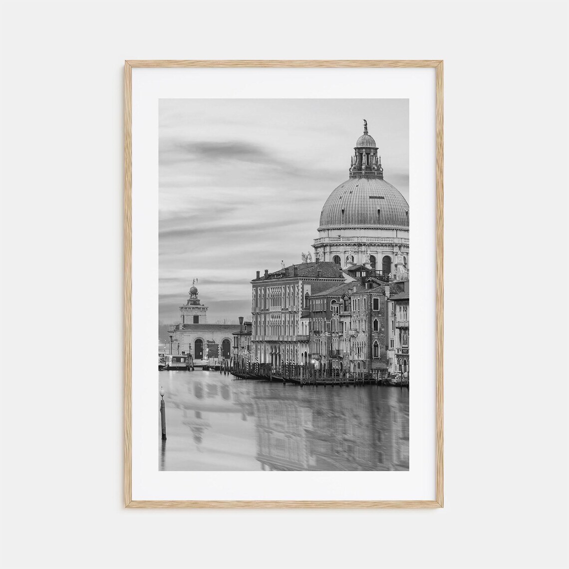 Venice Grand Canal Salute Church Black And White Italy Poster
