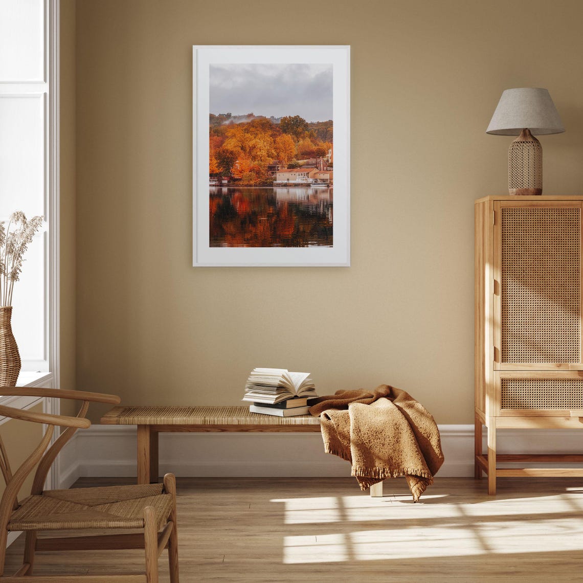 Connecticut Autumn Lake Reflection Colorful Photography Poster - Image 3