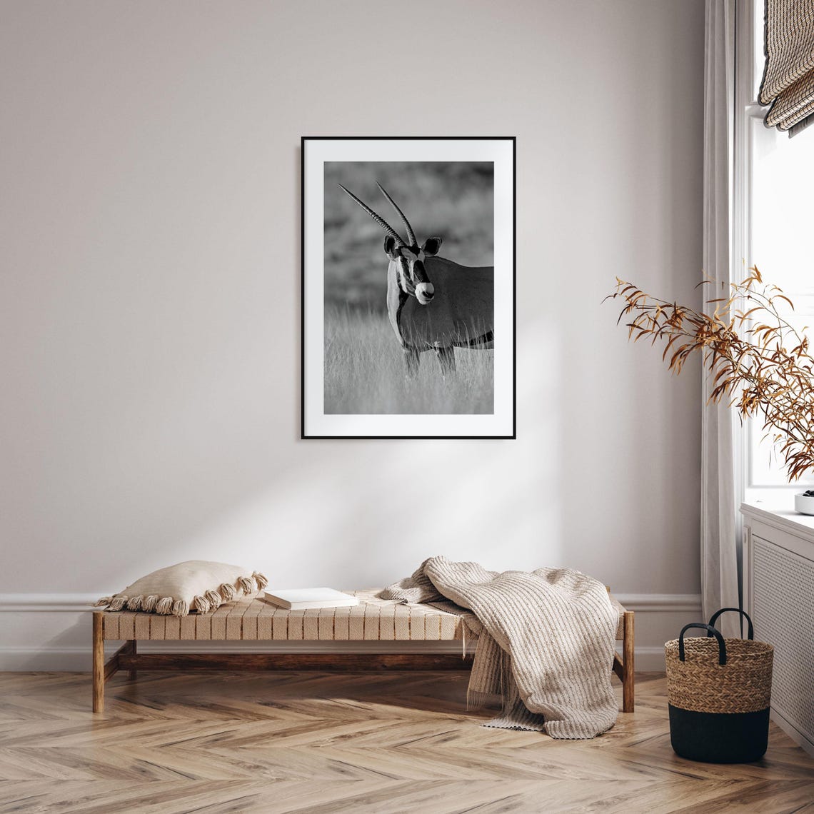 Wild Gemsbok Oryx Antelope Portrait Black And White Photo Poster - Image 2