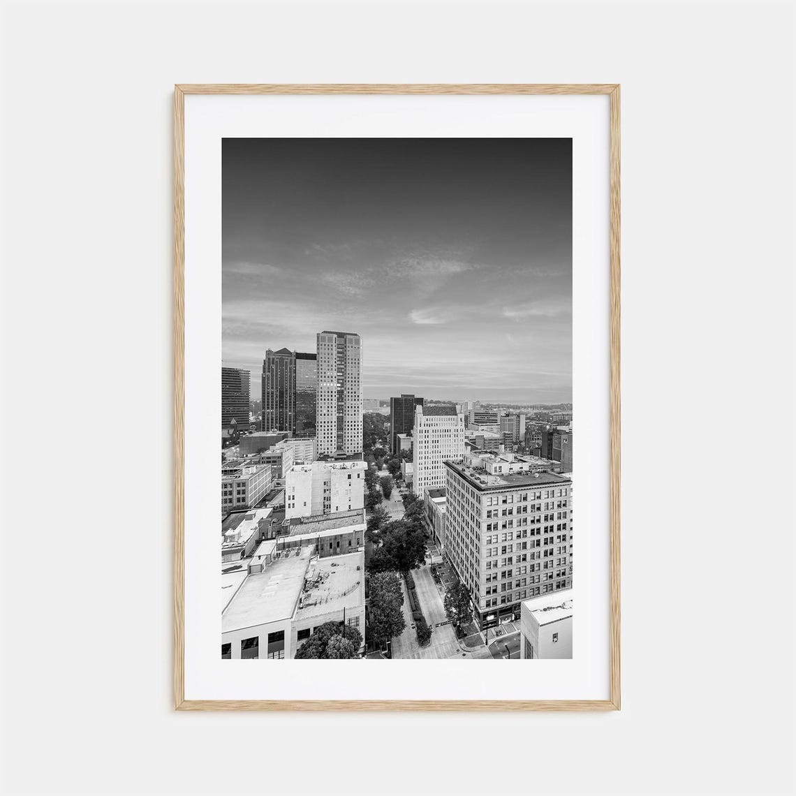 Birmingham Alabama Downtown Aerial Black and White Photo Poster