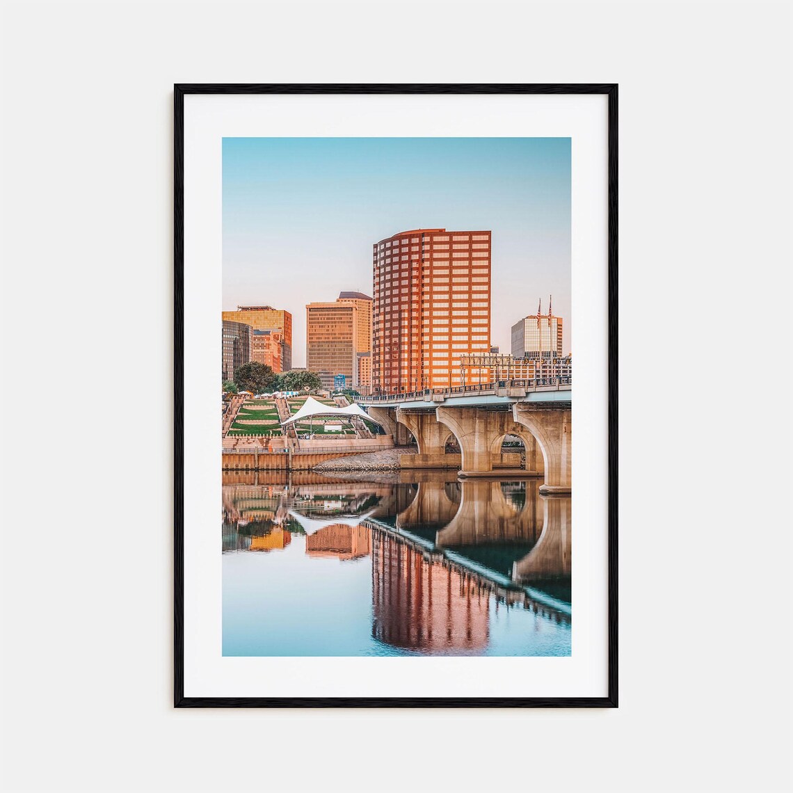 Connecticut River City Bridge Golden Colorful Photography Poster